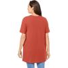 Woman Within Plus Size Perfect Short-Sleeve Shirred V-Neck Tunic(Burnt Red)