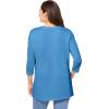 Woman Within Plus Size Perfect Three-Quarter Sleeve Crewneck Tee(Azure Blue)