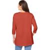 Woman Within Plus Size Perfect Three-Quarter Sleeve Crewneck Tee(Burnt Red)