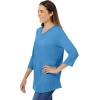 Woman Within Plus Size Perfect Three-Quarter Sleeve V-Neck Tee (Petite Available)(Azure Blue)