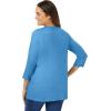 Woman Within Plus Size Perfect Three-Quarter Sleeve V-Neck Tee (Petite Available)(Azure Blue)