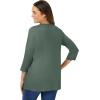 Woman Within Plus Size Perfect Three-Quarter Sleeve V-Neck Tee (Petite Available)(Pine)