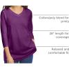 Woman Within Plus Size Perfect Three-Quarter Sleeve V-Neck Tee (Petite Available)(Plum Purple)