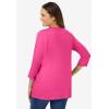 Woman Within Plus Size Perfect Three-Quarter Sleeve V-Neck Tee (Petite Available)(Raspberry Sorbet)