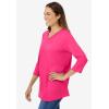 Woman Within Plus Size Perfect Three-Quarter Sleeve V-Neck Tee (Petite Available)(Raspberry Sorbet)