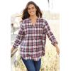 Woman Within Plus Size Pintucked Flannel Shirt(Azure Blue Large Buffalo)