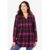 Woman Within Plus Size Pintucked Flannel Shirt(Azure Blue Large Buffalo)