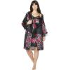 Amoureuse Plus Size The Luxe Satin Short Peignoir Set(Black Floral)