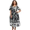 Only Necessities Women’s Plus Size Bib Front Lounger House Dress, Nightgown(Black White Floral)
