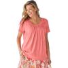 Woman Within Plus Size Crochet-Trim Knit Top(Sweet Coral)