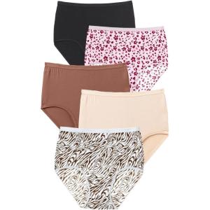 Comfort Choice Plus Size Cotton Brief 5-Pack(Animal Pack)
