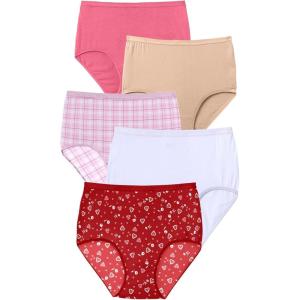 Comfort Choice Plus Size Cotton Brief 5-Pack(Hearts Pack)