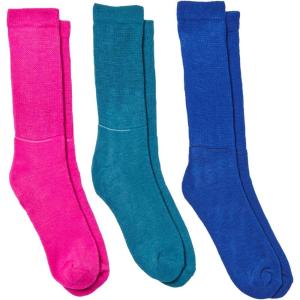 Comfort Choice Women’s Plus Size Diabetic Ultra Plush Crew Socks 3-Pack(Bright Pack)