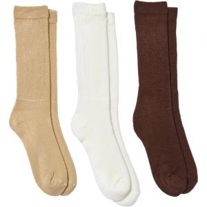 Comfort Choice Women’s Plus Size Diabetic Ultra Plush Crew Socks 3-Pack(Neutral Pack)