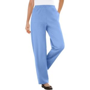 Woman Within Plus Size 7-Day Knit Ribbed Straight-Leg Pull-On Pants(French Blue)
