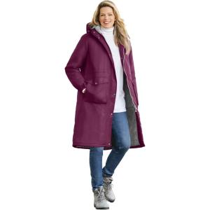 Woman Within Plus Size Longer Length Microfiber Parka(Deep Claret)