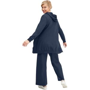 ellos Plus Size Wide Leg French Terry Sweatpant(Navy)