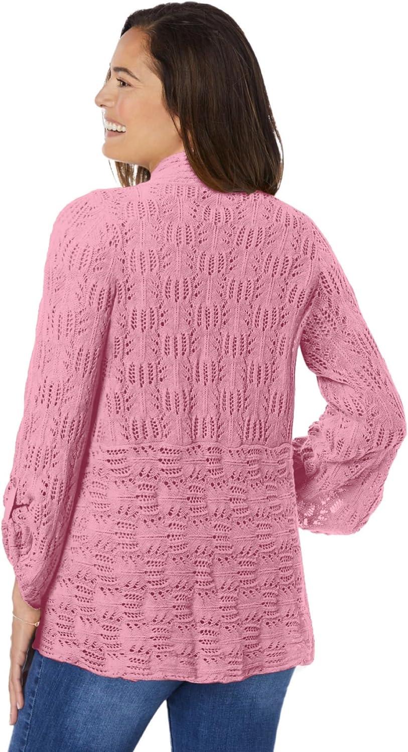 imageWoman Within Plus Size Open Front Pointelle CardiganDelicate Pink