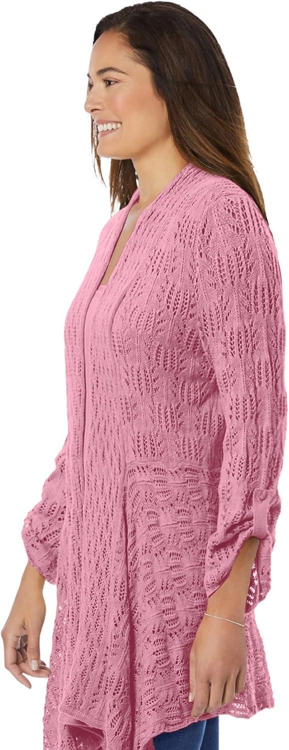 imageWoman Within Plus Size Open Front Pointelle CardiganDelicate Pink