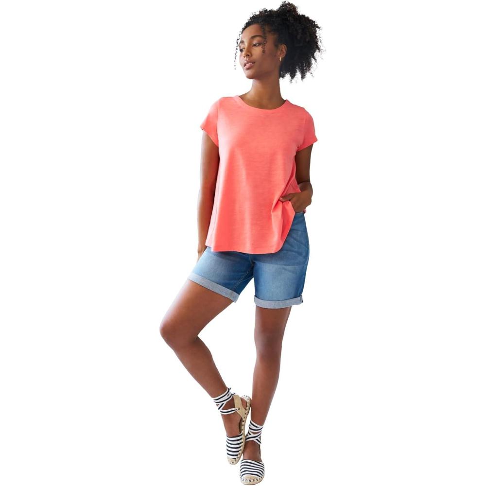 imageellos Plus Size MidRise Stretch Denim Boyfriend ShortsMedium Stonewash