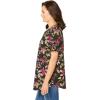 Woman Within Plus Size Criss Cross Tee(Black Vine Blossom)