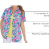 Woman Within Plus Size Perfect Short Sleeve Button-Down Shirt Oversized Tunic Blouse(Azure Watercolor Flower)