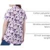 Woman Within Plus Size Perfect Short Sleeve Button-Down Shirt Oversized Tunic Blouse(Original Soft Iris Shadow Floral)