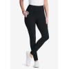 Woman Within Plus Size Petite Stretch-Cotton Knit Pull-On Pocket Leggings(Black Wash)