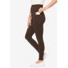 Woman Within Plus Size Petite Stretch-Cotton Knit Pull-On Pocket Leggings(Chocolate)