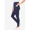 Woman Within Plus Size Petite Stretch-Cotton Knit Pull-On Pocket Leggings(Navy)