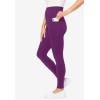 Woman Within Plus Size Petite Stretch-Cotton Knit Pull-On Pocket Leggings(Plum Purple)
