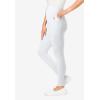 Woman Within Plus Size Petite Stretch-Cotton Knit Pull-On Pocket Leggings(White)