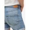 ellos Plus Size Mid-Rise Stretch Denim Boyfriend Shorts(Medium Blue Distressed)