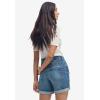 ellos Plus Size Mid-Rise Stretch Denim Boyfriend Shorts(Medium Blue Distressed)