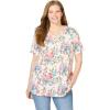 Woman Within Plus Size Criss Cross Tee(Ivory Garden)