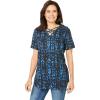 Woman Within Plus Size Criss Cross Tee(Navy Tie Dye)