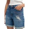 ellos Plus Size Mid-Rise Stretch Denim Boyfriend Shorts(Medium Blue Distressed)