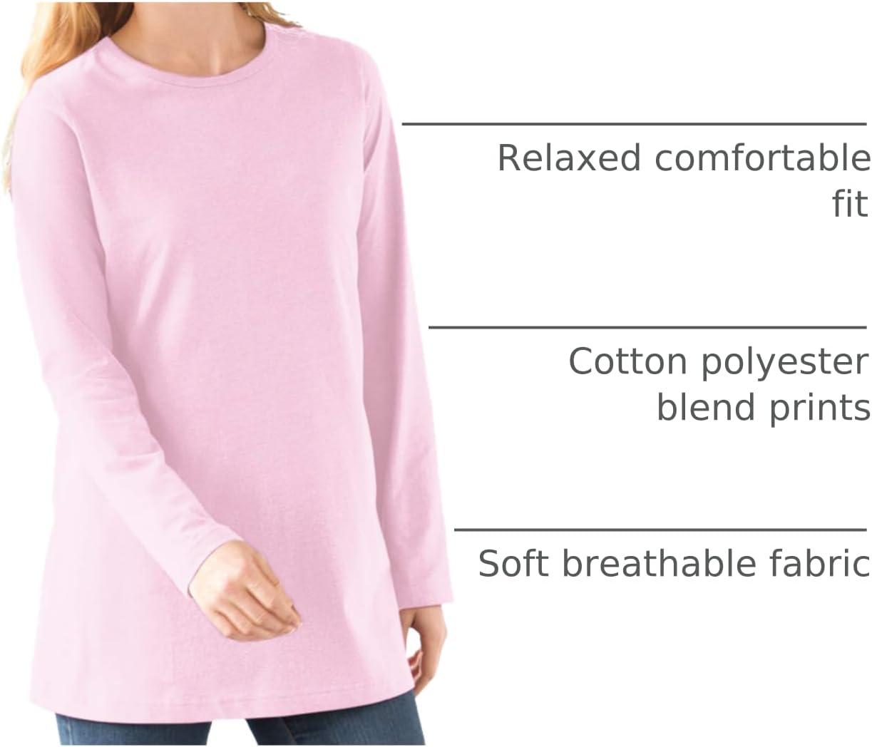 imageWoman Within Plus Size Perfect LongSleeve Crewneck Tee Petite AvailablePink