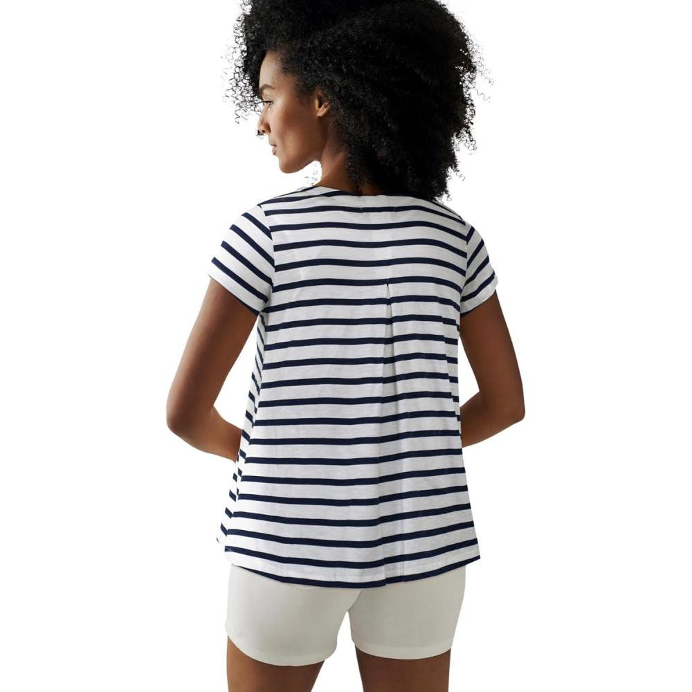 imageellos Plus Size Trapeze Knit TeeWhite Navy Stripe