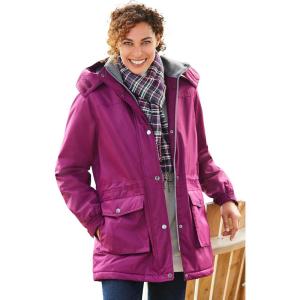 Woman Within Plus Size Petite Microfiber Parka(Deep Claret)