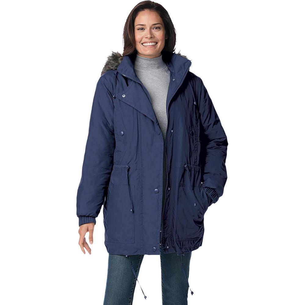 imageWoman Within Plus Size QuiltLined Taslon AnorakNavy