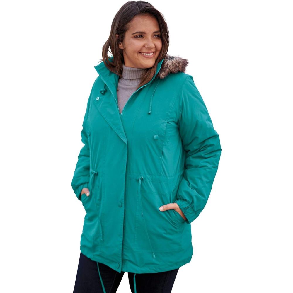 imageWoman Within Plus Size QuiltLined Taslon AnorakWaterfall