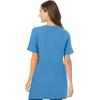 Woman Within Plus Size Perfect Short-Sleeve V-Neck Tunic(Azure Blue)
