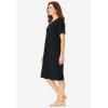 Woman Within Plus Size Perfect Short-Sleeve V-Neck Tee Dress(Black)