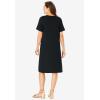 Woman Within Plus Size Perfect Short-Sleeve V-Neck Tee Dress(Black)