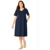 Woman Within Plus Size Perfect Short-Sleeve V-Neck Tee Dress(Peony Petal Tie Dye)