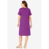 Woman Within Plus Size Perfect Short-Sleeve V-Neck Tee Dress(Purple Magenta)