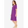 Woman Within Plus Size Perfect Short-Sleeve V-Neck Tee Dress(Purple Magenta)