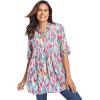 Woman Within Plus Size Rayon 7-Day Pintucked Tunic Blouse(Black Multi Batik)