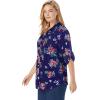 Woman Within Plus Size Rayon 7-Day Pintucked Tunic Blouse(Navy Garden Print)